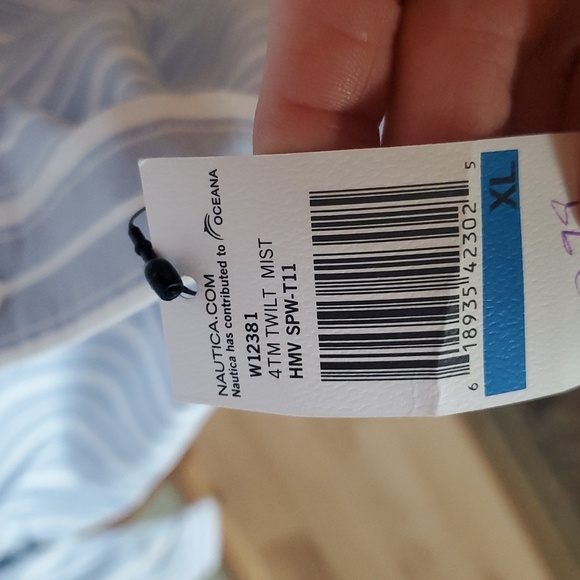 Nautica Twilt Mist Classic Fit Blue White Striped Casual Button Sz. XL Shirt NWT - Picture 4 of 14